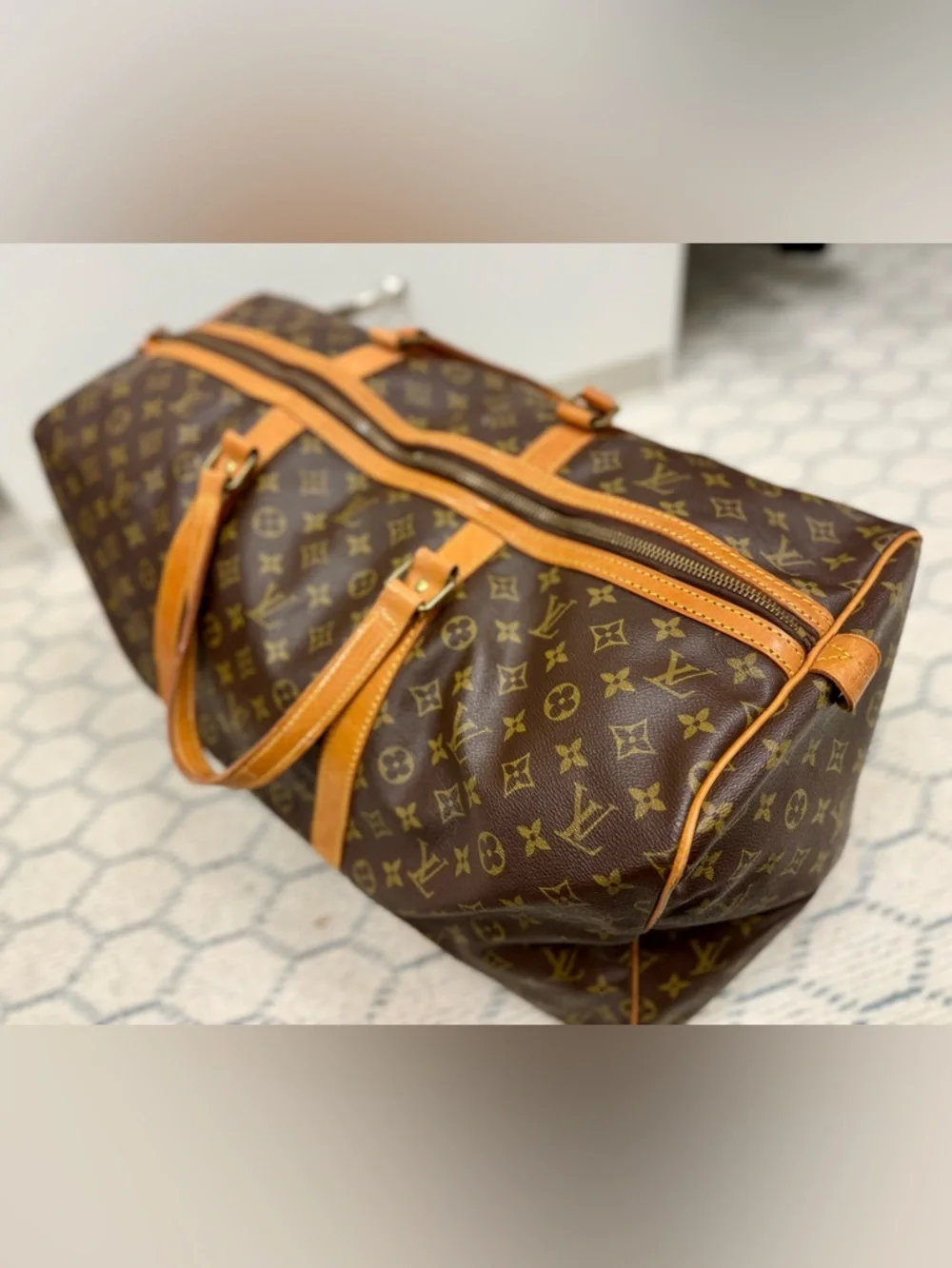 LOUIS VUITTON Vintage 80’s Brown Canvas Monogram LV Sac Souple 55 Travel Bag